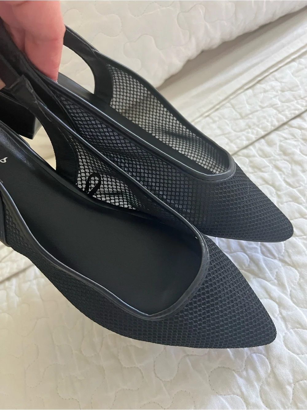 Black Pointed Toe Slingback Flats - Minimal Women's Shoes